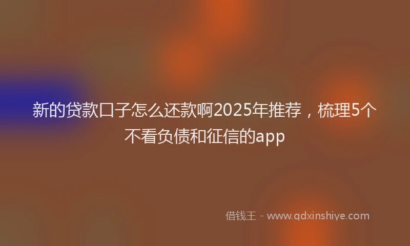 新的贷款口子怎么还款啊2025年推荐，梳理5个不看负债和征信的app