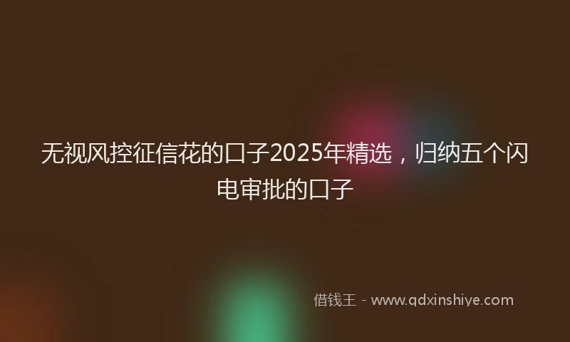 无视风控征信花的口子2025年精选，归纳五个闪电审批的口子