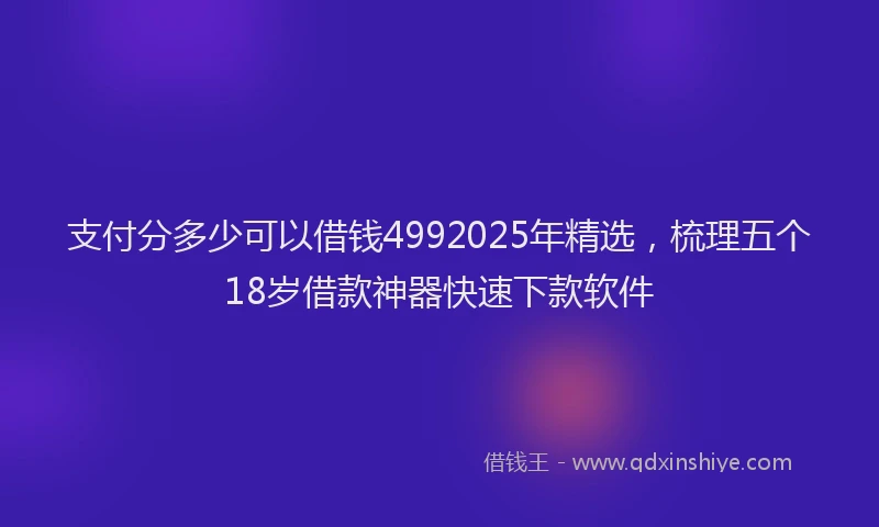 支付分多少可以借钱4992025年精选，梳理五个18岁借款神器快速下款软件