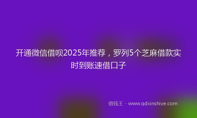 开通微信借呗2025年推荐，罗列5个芝麻借款实时到账速借口子
