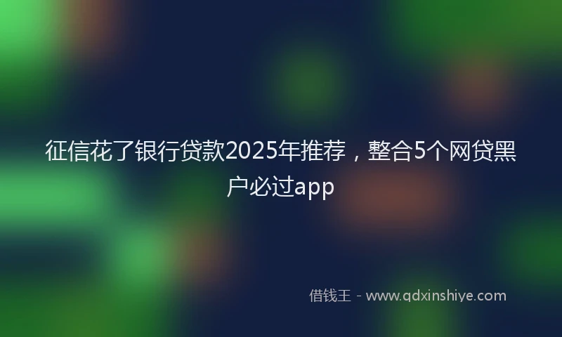 征信花了银行贷款2025年推荐，整合5个网贷黑户必过app