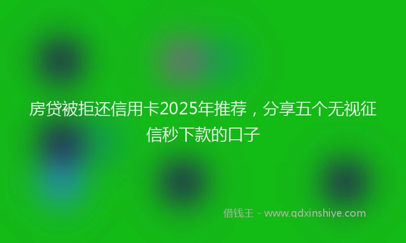 房贷被拒还信用卡2025年推荐，分享五个无视征信秒下款的口子