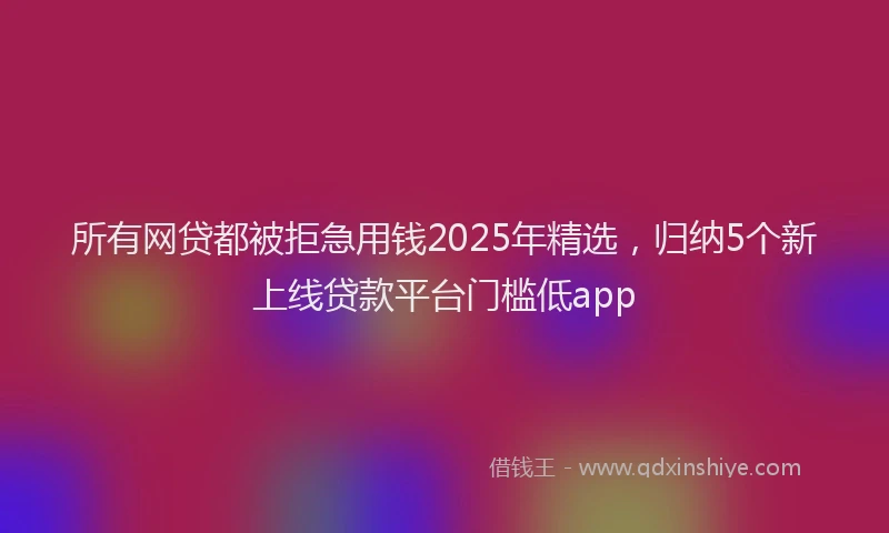 所有网贷都被拒急用钱2025年精选，归纳5个新上线贷款平台门槛低app
