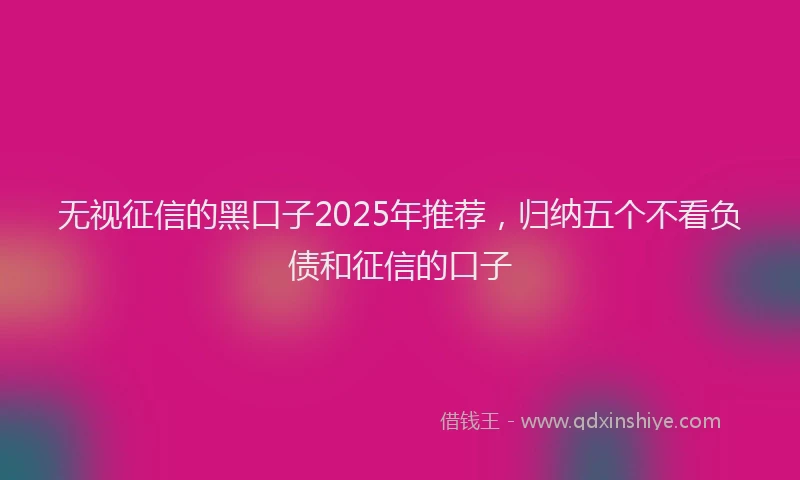 无视征信的黑口子2025年推荐，归纳五个不看负债和征信的口子