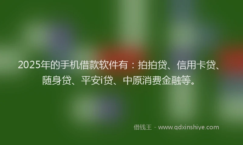 2025年的手机借款软件有：拍拍贷、信用卡贷、随身贷、平安i贷、中原消费金融等。