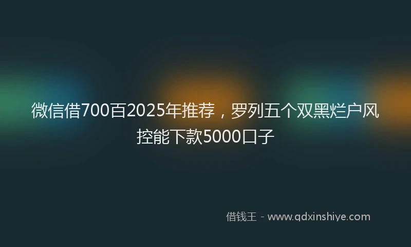微信借700百2025年推荐，罗列五个双黑烂户风控能下款5000口子