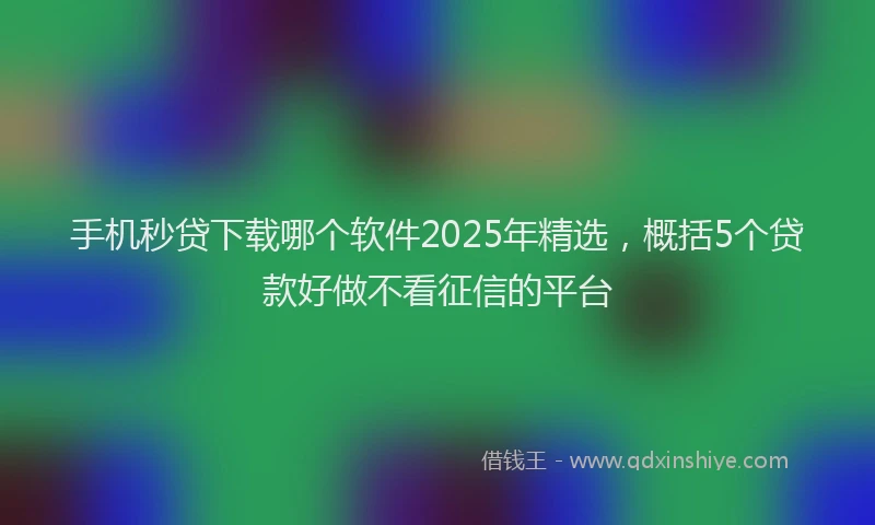 手机秒贷下载哪个软件2025年精选，概括5个贷款好做不看征信的平台