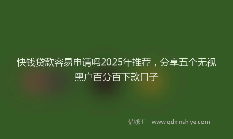 快钱贷款容易申请吗2025年推荐，分享五个无视黑户百分百下款口子