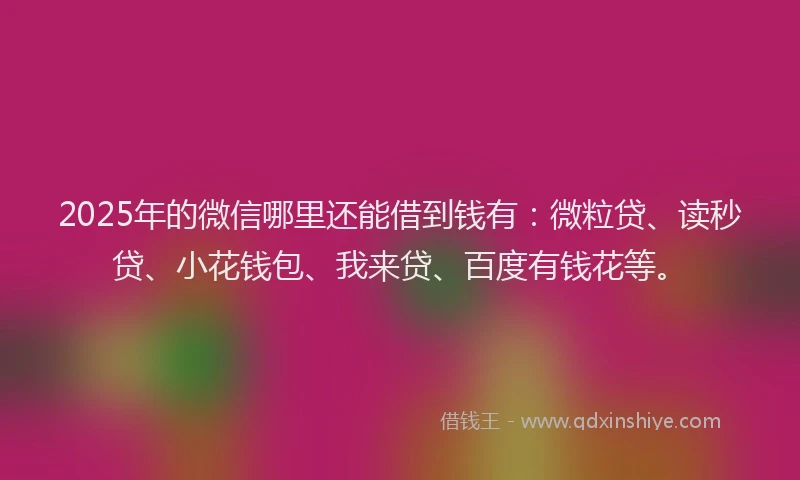 2025年的微信哪里还能借到钱有：微粒贷、读秒贷、小花钱包、我来贷、百度有钱花等。