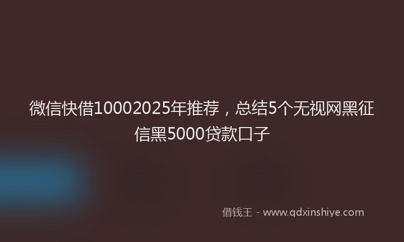 微信快借10002025年推荐，总结5个无视网黑征信黑5000贷款口子