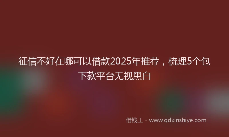 征信不好在哪可以借款2025年推荐，梳理5个包下款平台无视黑白