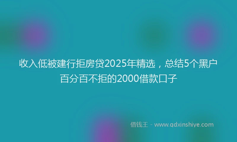 收入低被建行拒房贷2025年精选，总结5个黑户百分百不拒的2000借款口子