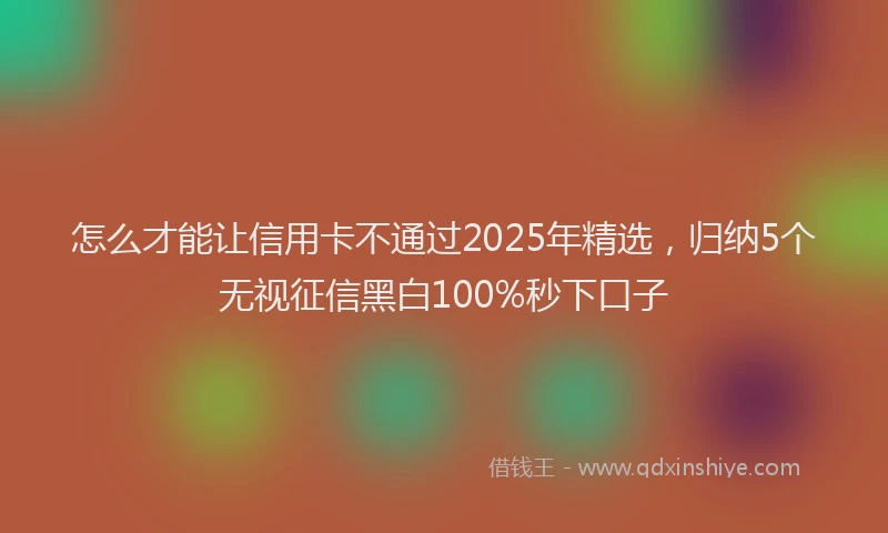 怎么才能让信用卡不通过2025年精选，归纳5个无视征信黑白100%秒下口子