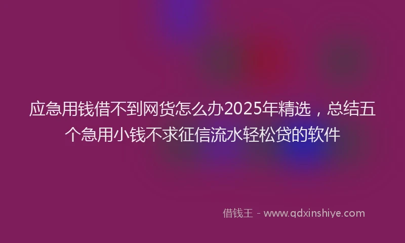 应急用钱借不到网货怎么办2025年精选，总结五个急用小钱不求征信流水轻松贷的软件