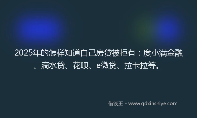 2025年的怎样知道自己房贷被拒有：度小满金融、滴水贷、花呗、e微贷、拉卡拉等。