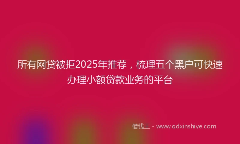 所有网贷被拒2025年推荐，梳理五个黑户可快速办理小额贷款业务的平台