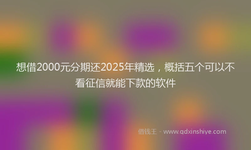 想借2000元分期还2025年精选，概括五个可以不看征信就能下款的软件
