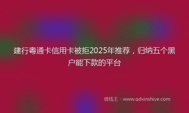 建行粤通卡信用卡被拒2025年推荐，归纳五个黑户能下款的平台