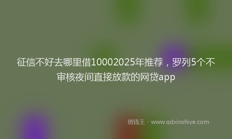 征信不好去哪里借10002025年推荐，罗列5个不审核夜间直接放款的网贷app