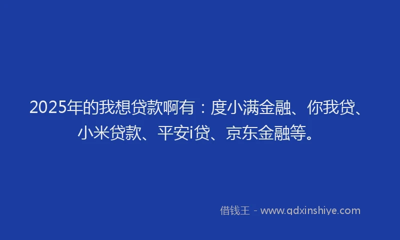 2025年的我想贷款啊有：度小满金融、你我贷、小米贷款、平安i贷、京东金融等。