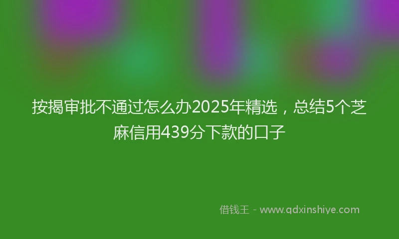 按揭审批不通过怎么办2025年精选，总结5个芝麻信用439分下款的口子