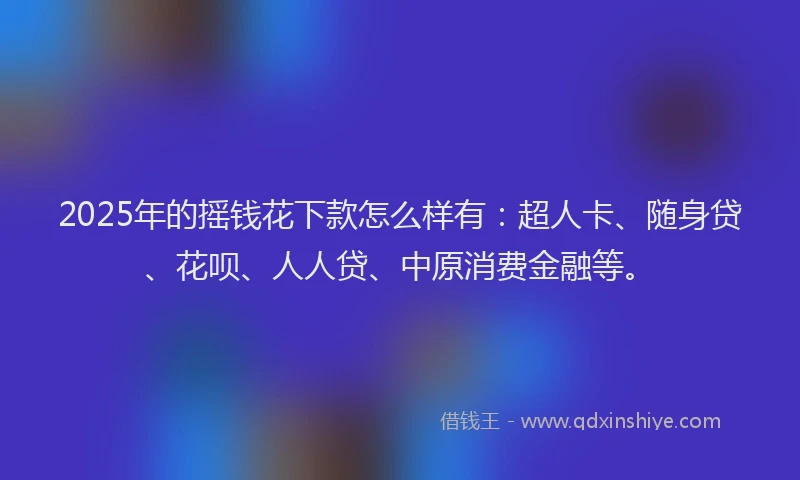 2025年的摇钱花下款怎么样有：超人卡、随身贷、花呗、人人贷、中原消费金融等。