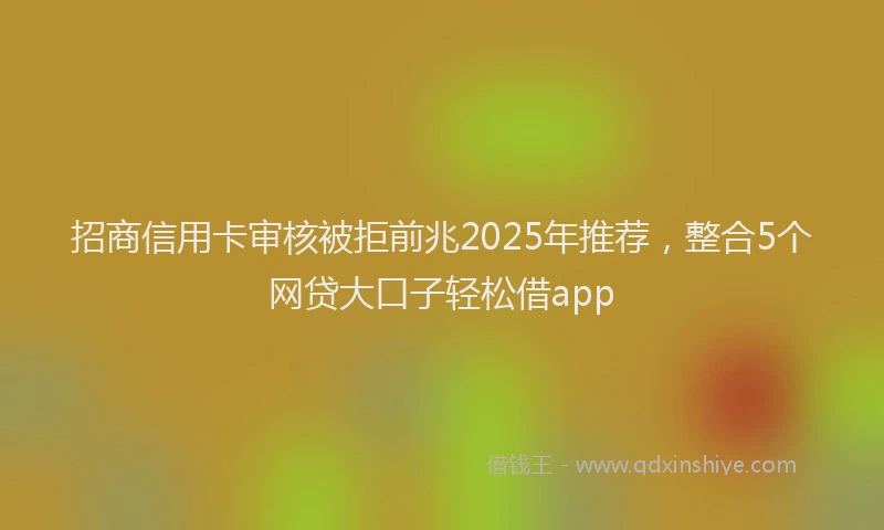 招商信用卡审核被拒前兆2025年推荐，整合5个网贷大口子轻松借app
