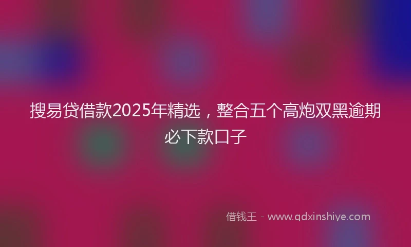 搜易贷借款2025年精选，整合五个高炮双黑逾期必下款口子
