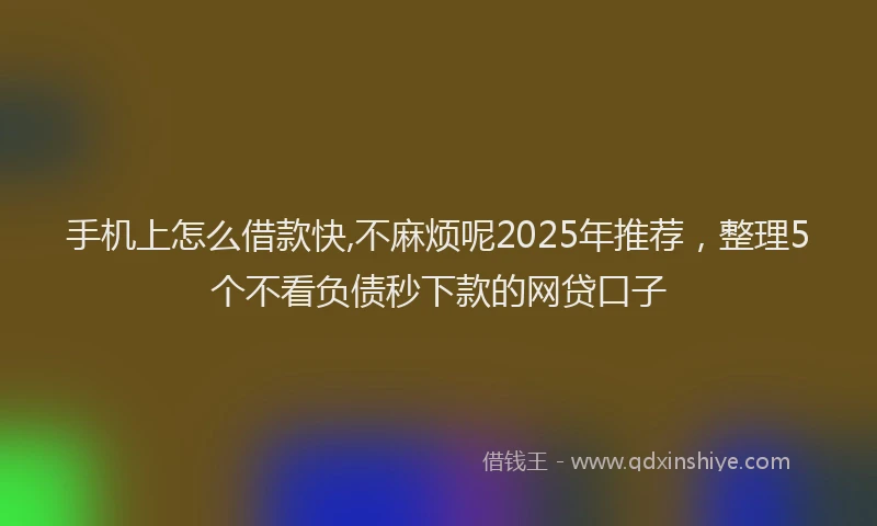 手机上怎么借款快,不麻烦呢2025年推荐，整理5个不看负债秒下款的网贷口子