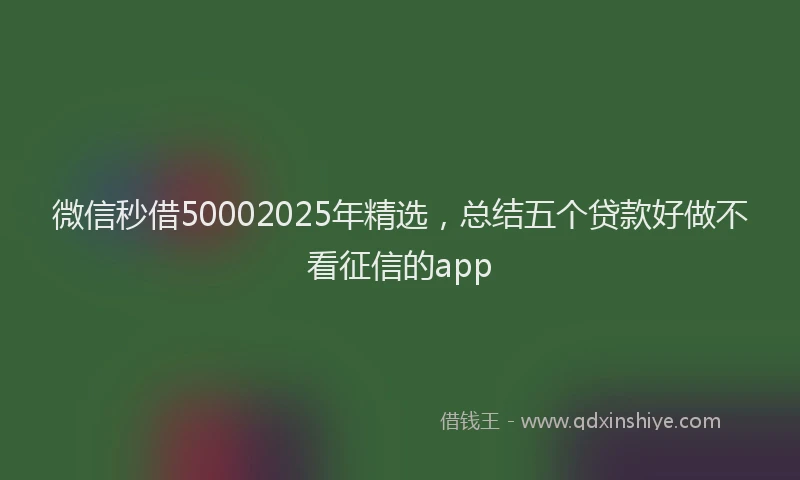 微信秒借50002025年精选，总结五个贷款好做不看征信的app