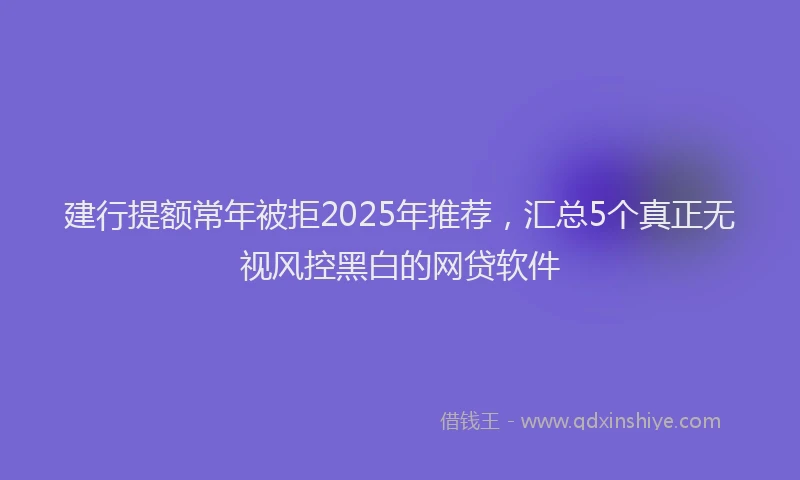 建行提额常年被拒2025年推荐，汇总5个真正无视风控黑白的网贷软件