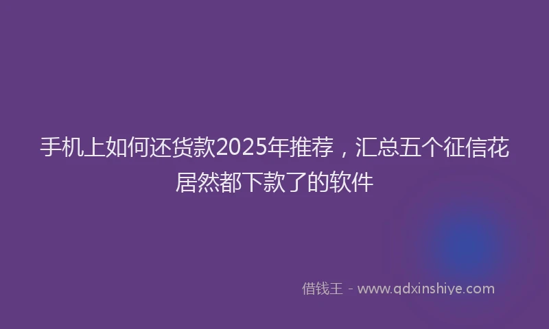 手机上如何还货款2025年推荐，汇总五个征信花居然都下款了的软件