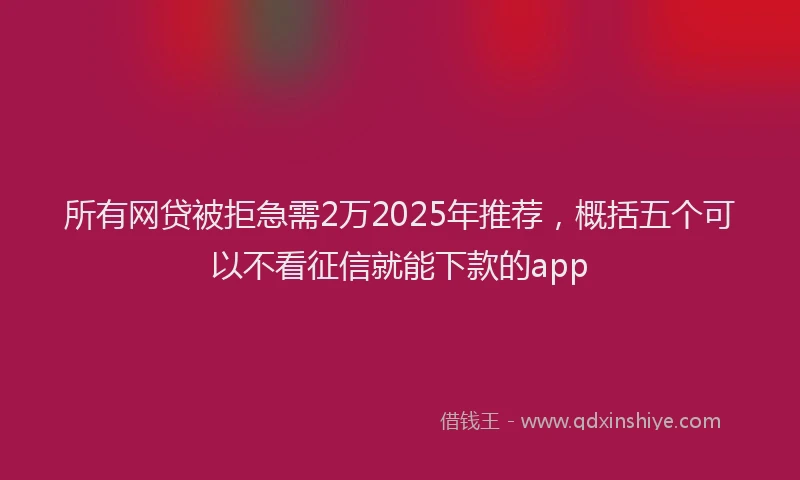 所有网贷被拒急需2万2025年推荐，概括五个可以不看征信就能下款的app