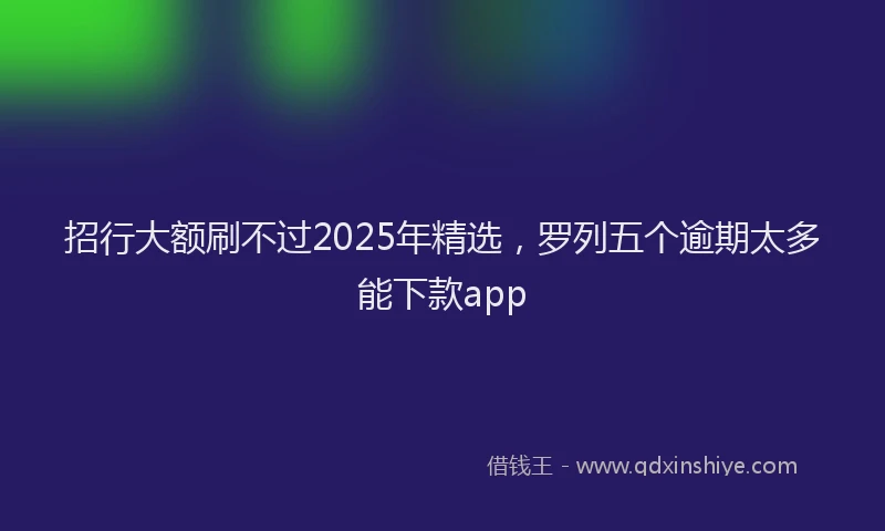招行大额刷不过2025年精选，罗列五个逾期太多能下款app