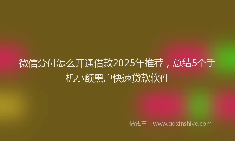 微信分付怎么开通借款2025年推荐，总结5个手机小额黑户快速贷款软件