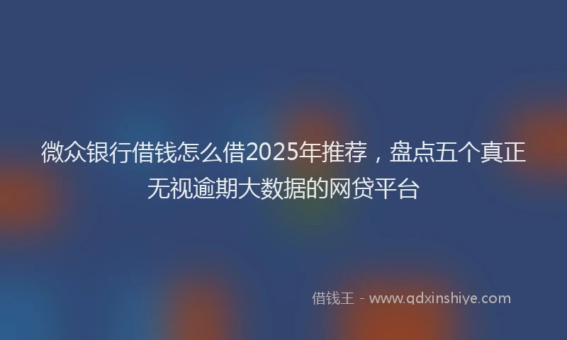 微众银行借钱怎么借2025年推荐，盘点五个真正无视逾期大数据的网贷平台