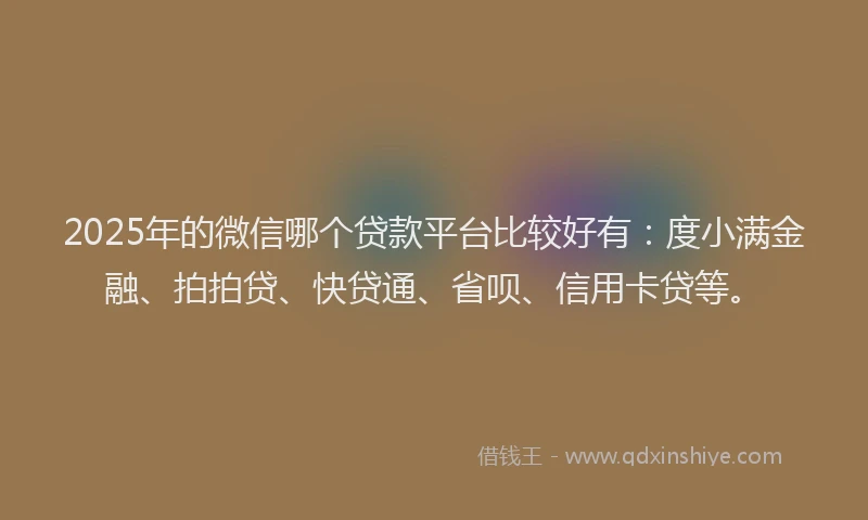 2025年的微信哪个贷款平台比较好有：度小满金融、拍拍贷、快贷通、省呗、信用卡贷等。