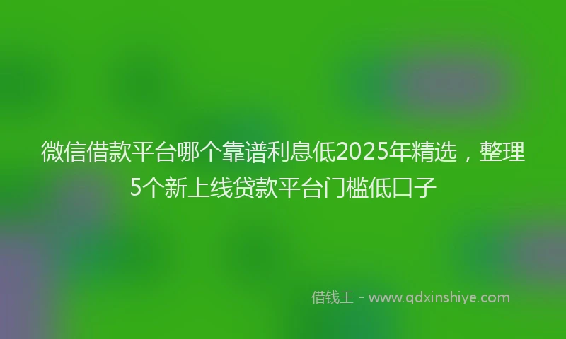 微信借款平台哪个靠谱利息低2025年精选，整理5个新上线贷款平台门槛低口子