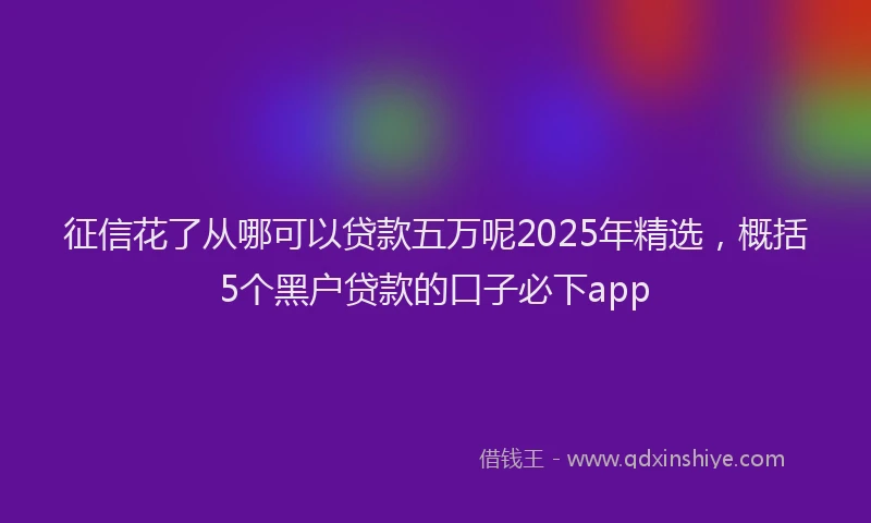 征信花了从哪可以贷款五万呢2025年精选，概括5个黑户贷款的口子必下app