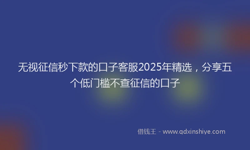 无视征信秒下款的口子客服2025年精选，分享五个低门槛不查征信的口子