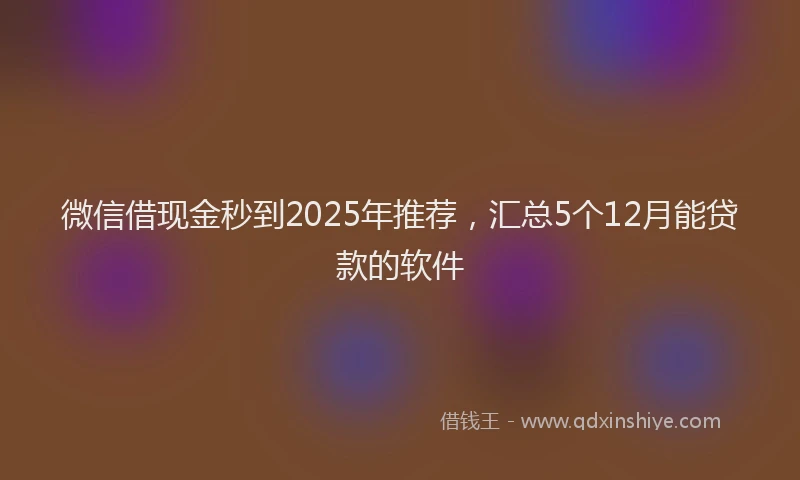 微信借现金秒到2025年推荐，汇总5个12月能贷款的软件