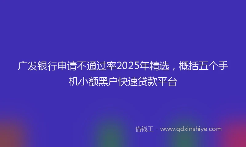 广发银行申请不通过率2025年精选，概括五个手机小额黑户快速贷款平台