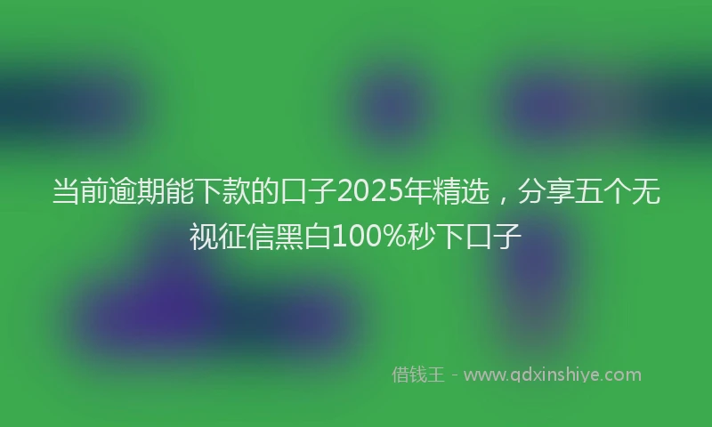 当前逾期能下款的口子2025年精选，分享五个无视征信黑白100%秒下口子