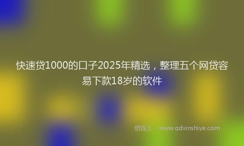 快速贷1000的口子2025年精选，整理五个网贷容易下款18岁的软件