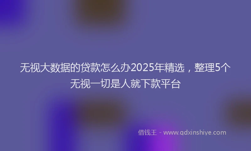 无视大数据的贷款怎么办2025年精选，整理5个无视一切是人就下款平台