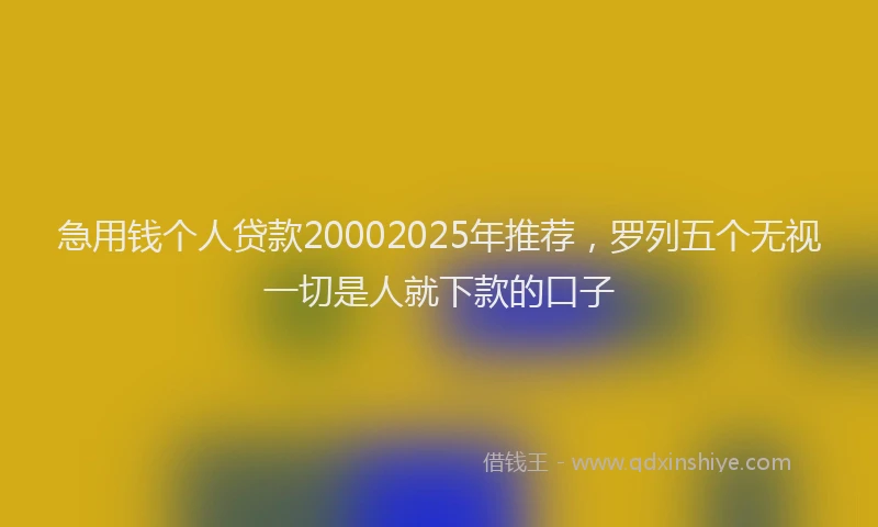 急用钱个人贷款20002025年推荐，罗列五个无视一切是人就下款的口子