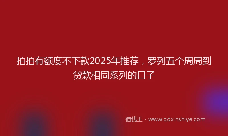 拍拍有额度不下款2025年推荐，罗列五个周周到贷款相同系列的口子