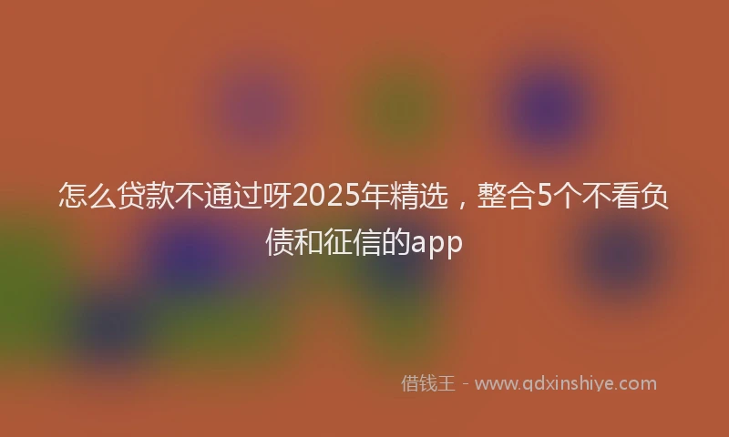 怎么贷款不通过呀2025年精选，整合5个不看负债和征信的app