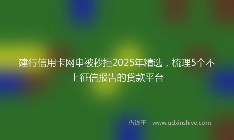 建行信用卡网申被秒拒2025年精选，梳理5个不上征信报告的贷款平台