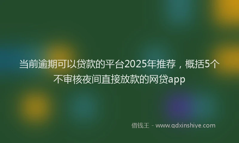 当前逾期可以贷款的平台2025年推荐，概括5个不审核夜间直接放款的网贷app